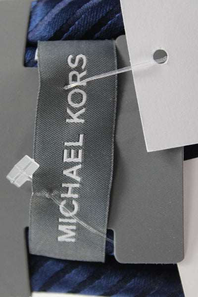 Michael Kors Mens Striped Print Tie Dark Blue