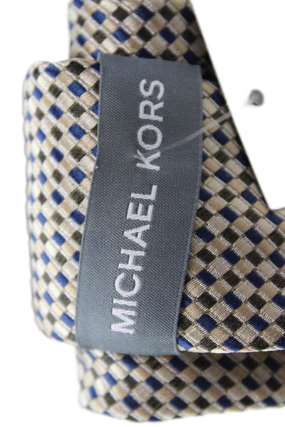 Michael Kors Mens Checkered Print Tie Beige