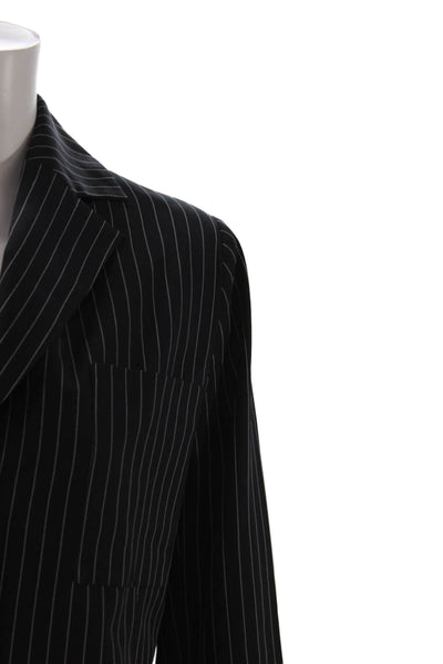 Collusion Womens Striped Cropped Blazer High Rise Pant Suit Black Size 4/6