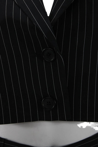 Collusion Womens Striped Cropped Blazer High Rise Pant Suit Black Size 4/6