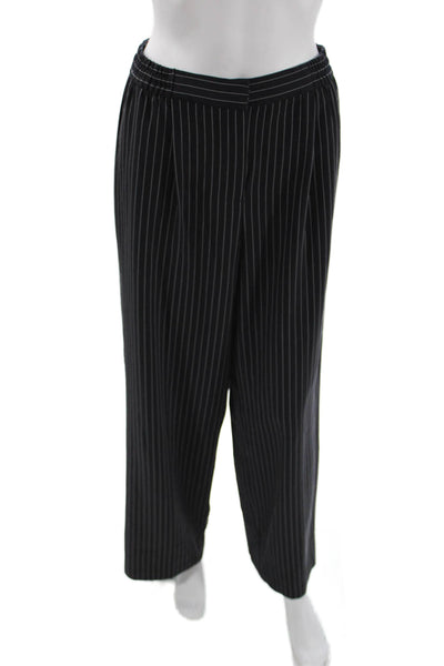 Collusion Womens Striped Cropped Blazer High Rise Pant Suit Black Size 4/6