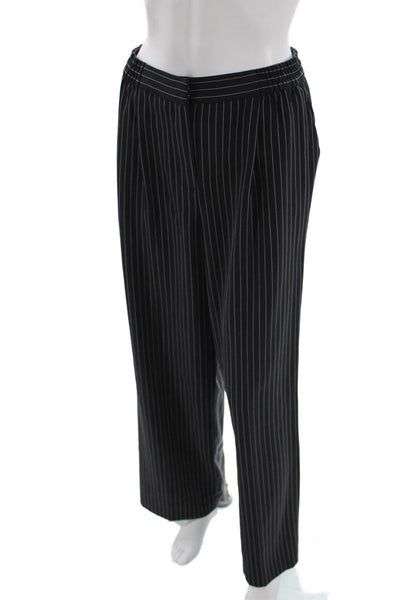 Collusion Womens Striped Cropped Blazer High Rise Pant Suit Black Size 4/6
