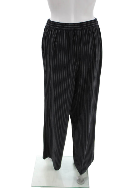 Collusion Womens Striped Cropped Blazer High Rise Pant Suit Black Size 4/6