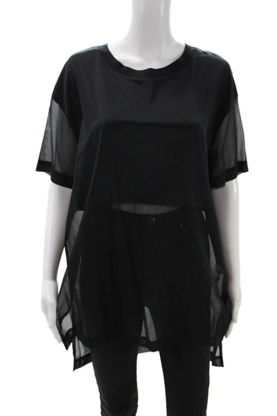 DKNY Womens Tunic Black Crew Neck Short Sleeve Size 0P