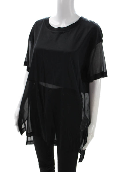 DKNY Womens Tunic Black Crew Neck Short Sleeve Size 0P