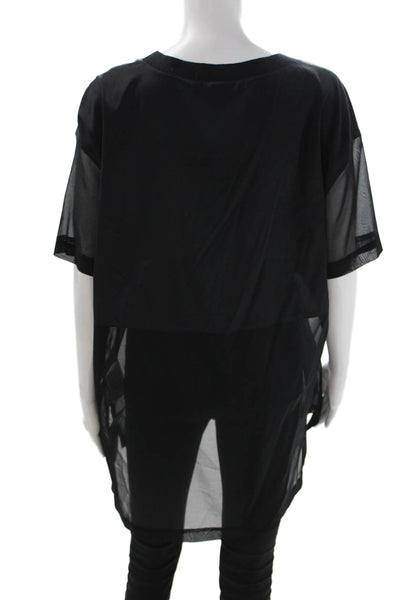 DKNY Womens Tunic Black Crew Neck Short Sleeve Size 0P