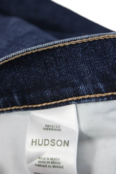 Hudson Womens Dark Blue Bootcut Jeans Button Mid Rise Size 31
