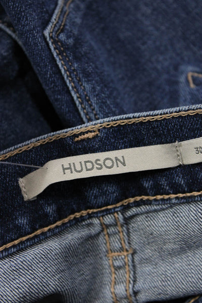 Hudson Womens Dark Blue Bootcut Jeans Button Mid Rise Size 31