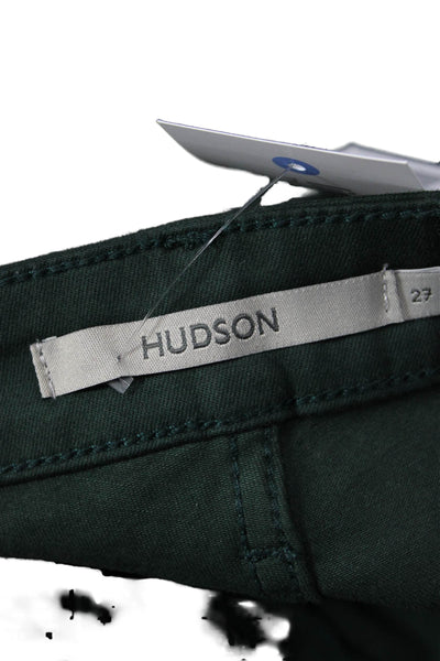 Hudson Women Designer Cropped Pants Black Button Size 27
