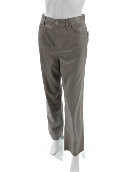 Hudson Mens Gray Faux Leather Pants Button Closure Size 32