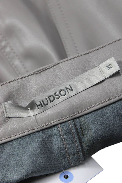 Hudson Mens Gray Faux Leather Pants Button Closure Size 32