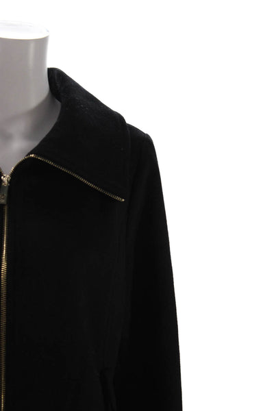 Michael Michael Kors Women Overcoat Black Wool Blend Longsleeve Petite Size L