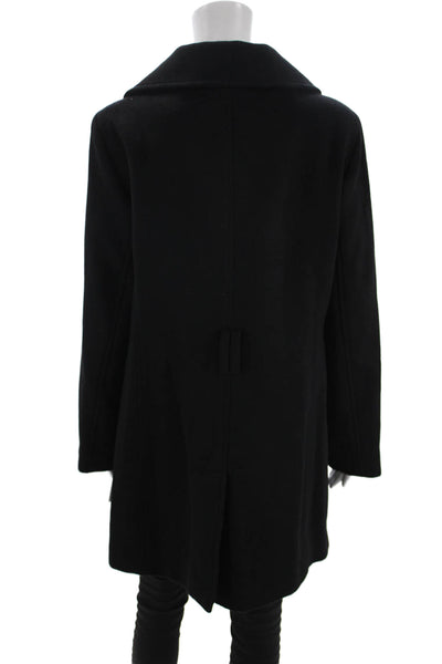 Michael Michael Kors Women Overcoat Black Wool Blend Longsleeve Petite Size L