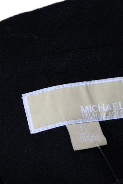 Michael Michael Kors Women Overcoat Black Wool Blend Longsleeve Petite Size L