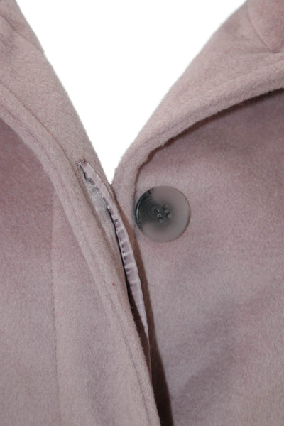Cole Haan Womens Pink Wool Blend Overcoat Collared Button Long Sleeve Size 8
