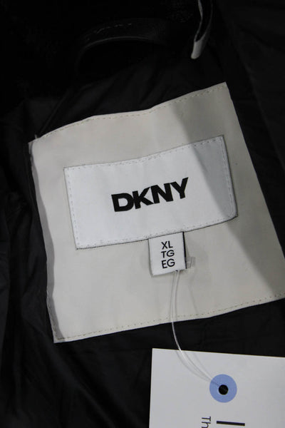 DKNY Women Puffer Parka White High Neck Drawstring Size XL