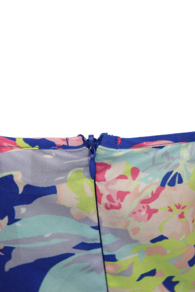 Yumi Kim Women Slip Dress Blue Floral V Neck Sleeveless Short Zip Size XS