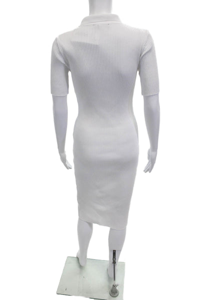 Zara Womens Shirt Dress White Collared Button Short Sleeve Polyester Size XS