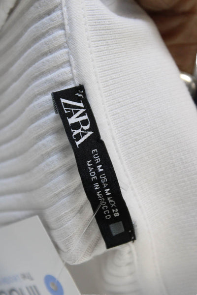 Zara Womens Shirt Dress White Collared Button Short Sleeve Polyester Size XS