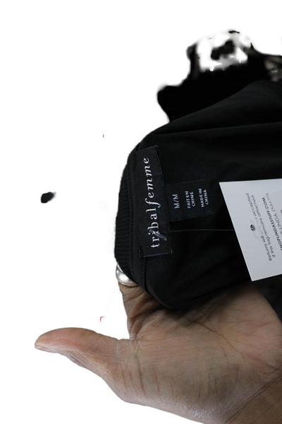 Tribal Womens Tank Dress Black Sleeveless Mini Polyester Spandex Size M