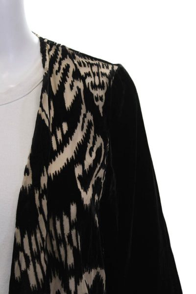 Aris A. Womens Bohemian Jacket Beige V Neck 3/4 Sleeve Rayon Nylon Size S