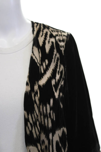 Aris A. Womens Black Geometric Bohemian Blazer 3/4 Sleeve Rayon Nylon Size M