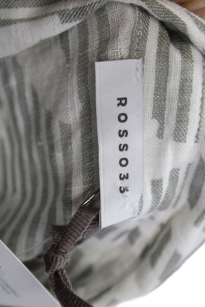 Ross035 Womens Gray Striped Linen Collared Button-Up Long Sleeve Top Size 44