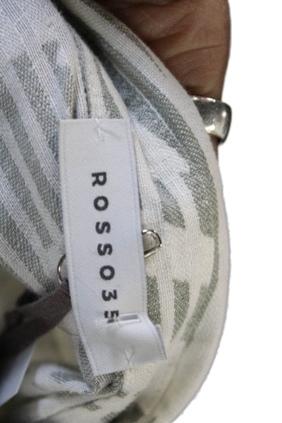 Ross035 Women Collared Striped Linen Button-Up Long Sleeve Gray Bird Size 42