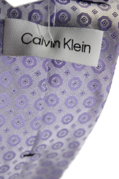 Calvin Klein Mens Satin Geometric Print Tie Light Purple