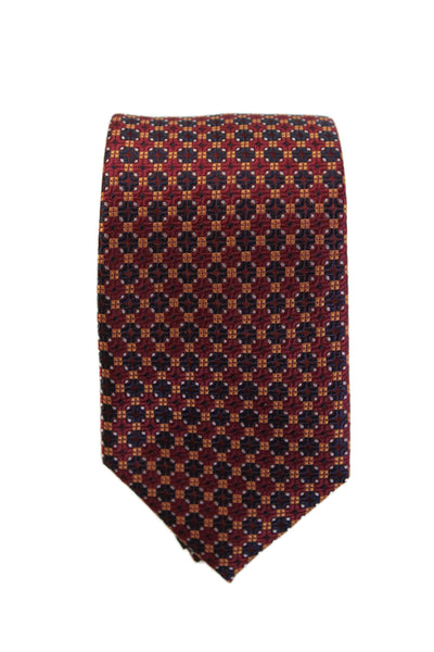Michael Kors Mens Geometric Print Classic Length Tie Dark Red