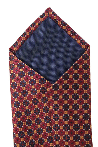 Michael Kors Mens Geometric Print Classic Length Tie Dark Red