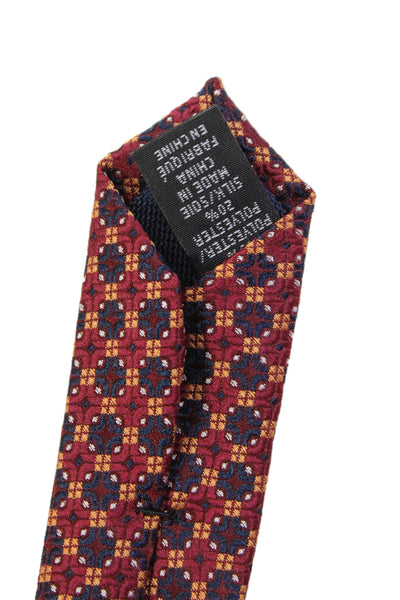 Michael Kors Mens Geometric Print Classic Length Tie Dark Red
