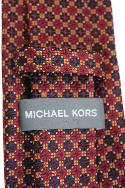 Michael Kors Mens Geometric Print Classic Length Tie Dark Red