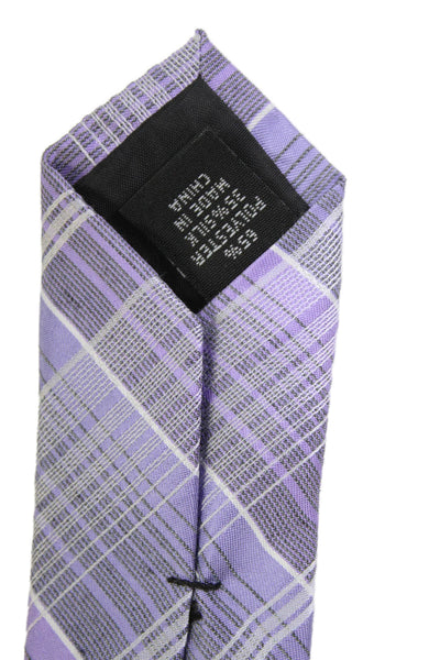 Calvin Klein Mens Plaid Print Tie Light Purple
