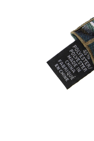 Michael Kors Mens Satin Plaid Print Tie Dark Green