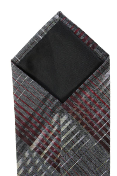 Calvin Klein Mens Plaid Print Classic Length Tie Gray
