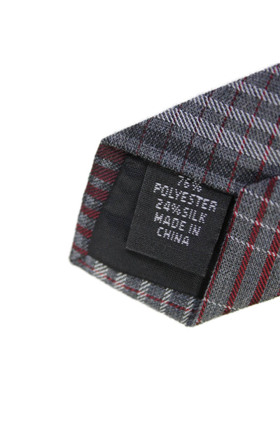 Calvin Klein Mens Plaid Print Classic Length Tie Gray