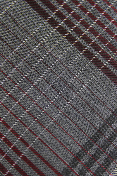 Calvin Klein Mens Plaid Print Classic Length Tie Gray