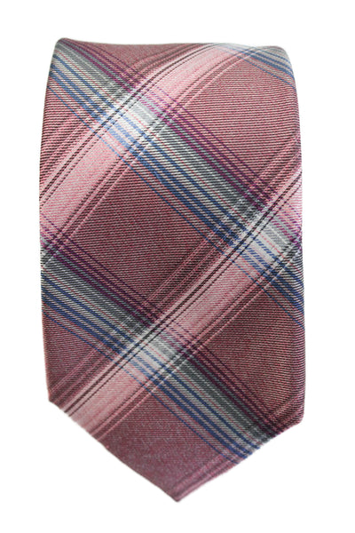 Michael Kors Mens Plaid Print Classic Length Tie Red