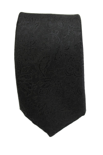 Michael Kors Womens Silk Floral Print Tie Solid Black