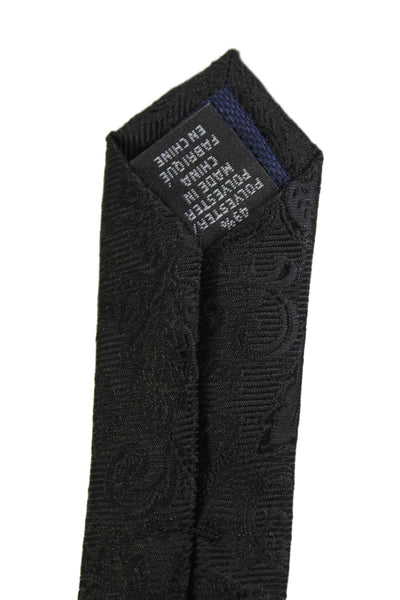 Michael Kors Womens Silk Floral Print Tie Solid Black