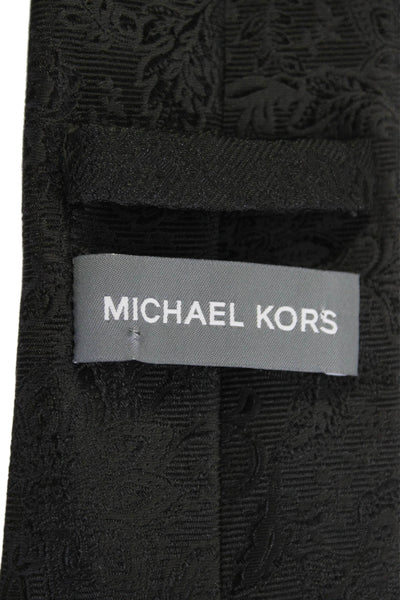Michael Kors Womens Silk Floral Print Tie Solid Black