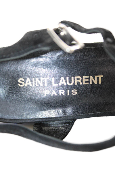 Saint Laurent Womens Leather Star Motif Platform Heels Multicolor Size 5