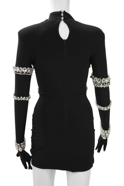 Albina Dyla Womens Bodycon Mini Dress Black Polyester Blend Size XS