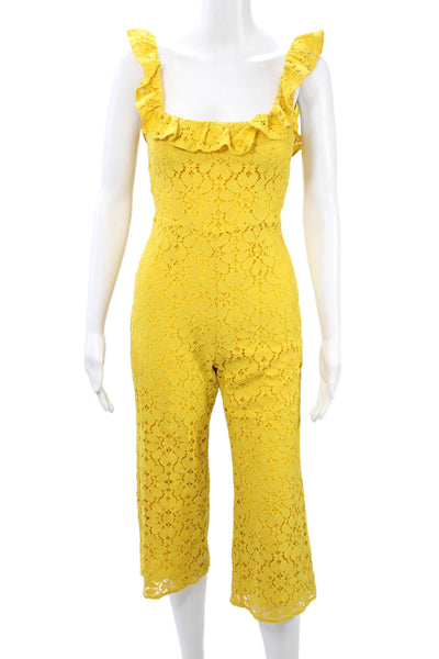 Lovers + Friends Womens Sleeveless Scoop Neck Jumpsuit Yellow Size 2XS