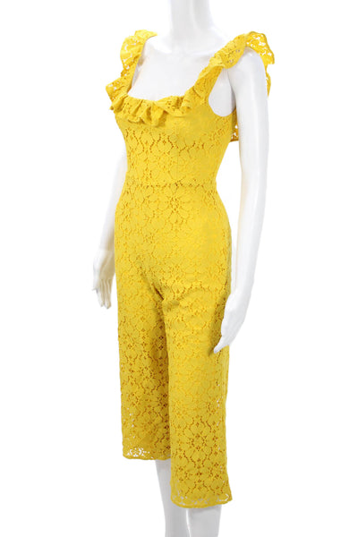 Lovers + Friends Womens Sleeveless Scoop Neck Jumpsuit Yellow Size 2XS