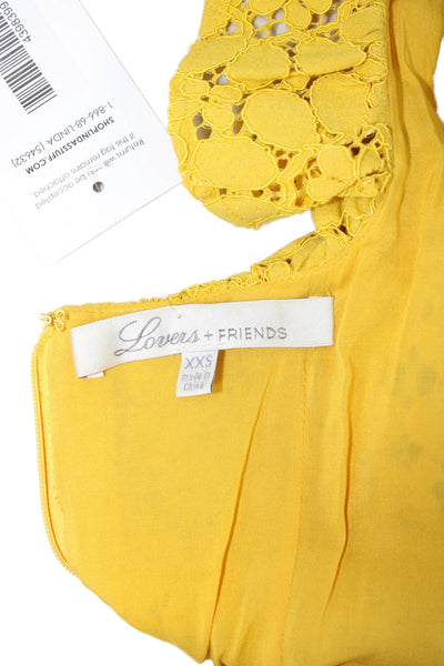 Lovers + Friends Womens Sleeveless Scoop Neck Jumpsuit Yellow Size 2XS