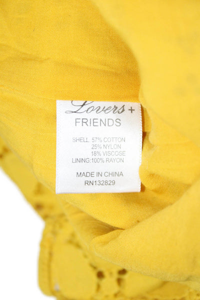 Lovers + Friends Womens Sleeveless Scoop Neck Jumpsuit Yellow Size 2XS