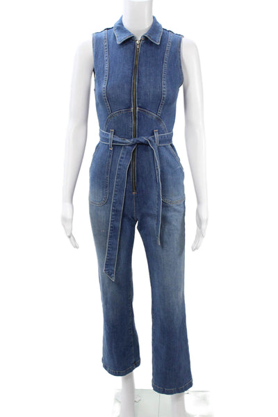 AO.LA Womens Sleeveless Collared Jumpsuit Blue Size 24