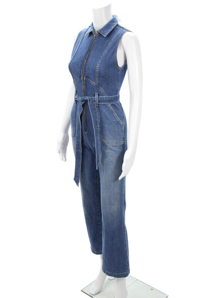 AO.LA Womens Sleeveless Collared Jumpsuit Blue Size 24